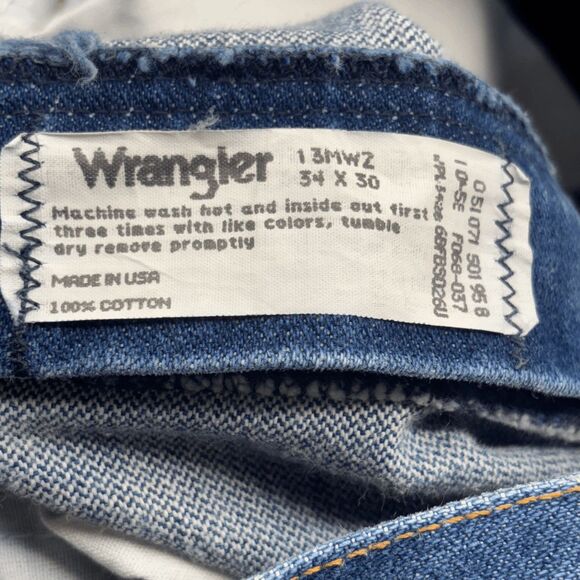 Vintage Wrangler Jeans USA Cowboy Cut Denim Hemmed 32x26 Dark Wash 13MWZ - Picture 9 of 9